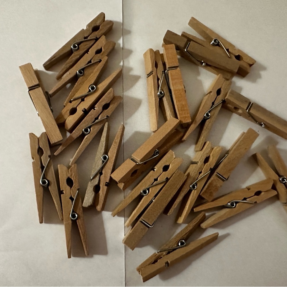 Wooden Mini Clothespins - Natural Brown (Set)